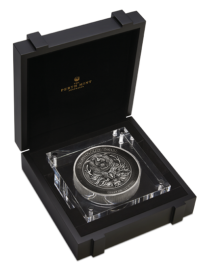 Dragon & Tiger 2000 gram Silber 2022 Antiqued High Relief