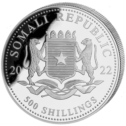 Faune africaine : Éléphant de Somalie 5 onces d'argent 2022