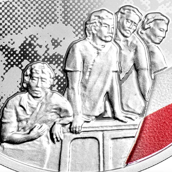 Monedă din argint a 50-a aniversare a lui Iunie ’76 colorată 10 lei argint 2026 Proof Folder/Casetă