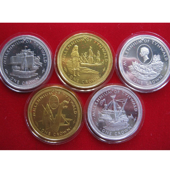Isle of Man: Set of 5 Millennium of Tynwald Silber Coins 1979 Proof