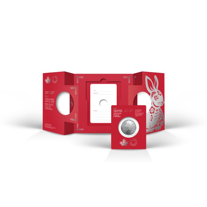 Feuille d'érable canadienne Treasured - Année du lapin 1 once d'argent 2023