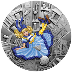 Niue: Märchen – Blaues Märchen, koloriert, 1 Unze Silber, 2021, Hochrelief, Antik-Finish Silbermünze