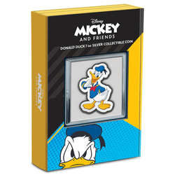 Niue: Disney - Paperino colorato 1 oncia d'argento 2021 Proof Moneta sagomata