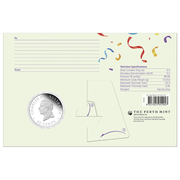 Happy Birthday kolorowany 1/2 uncji Srebra 2025 Proof