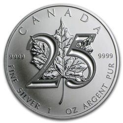 Canadian Maple Leaf 25th Anniversary 1 oz Silver 2013