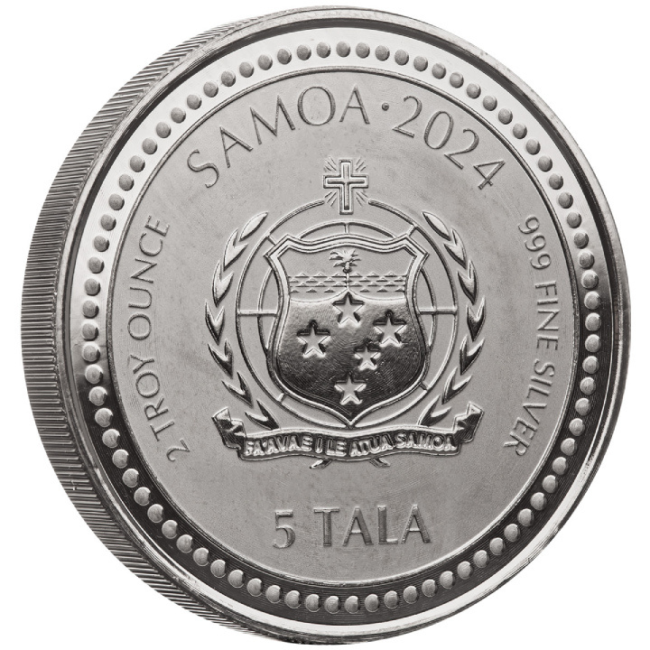 Samoa: Año del Dragón 2 oz Plata 2024 Rodio Negro