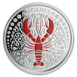 Anguilla: Lobster colorato 1 oncia d'argento 2018 Proof