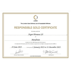 Argor - Heraeus 500 grammos ezüst LBMA GD finomító