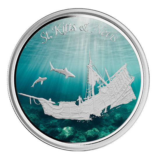 Kitts Sunken Ship coloreado 1 oz Plata 2021 Proof