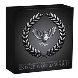 End of World War II 75. anniversary 2 oz Silver 2020 Antiqued Coin