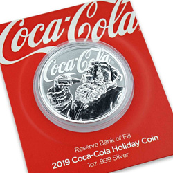 Fiji: Fiji Coca-Cola Santa 1 oz Silver 2019 Holiday Coin Slab 