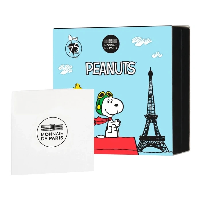 Franța 2025 – A 75-a aniversare Peanuts: Snoopy, monedă din argint, Proof