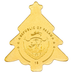 Palaos: Árbol de Navidad 0,5 gramos Moneda de Seda de Oro