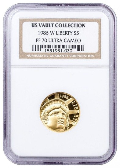 Liberty 7.52 g Gold 1986 Proof PF70 Ultra Cameo NGC