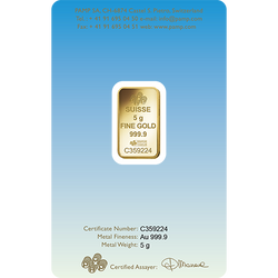5 grammes Lingot d'or Pamp Suisse Judaïsme