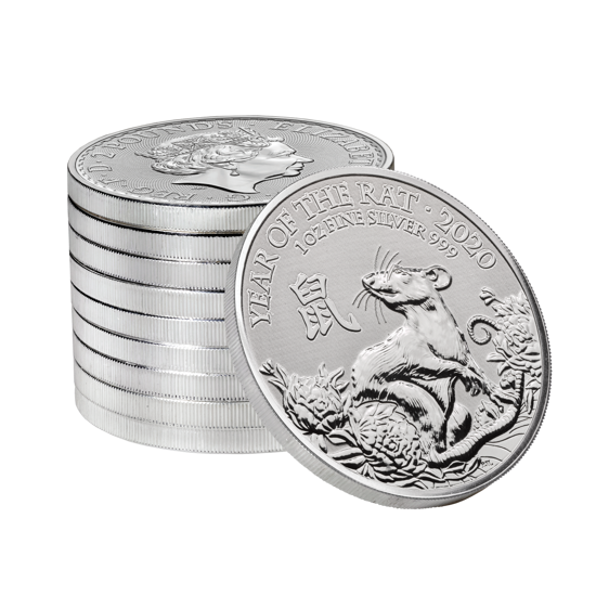 Jahr der Ratte 1 oz Silber British Royal Mint 2020
