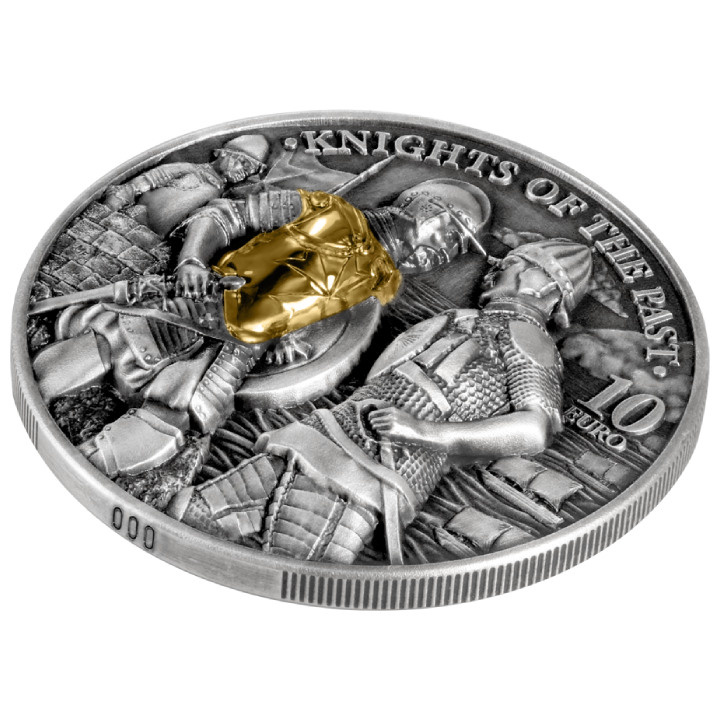 Malta Knights of the Past 2 oz argint aurită 2022 High Relief Antiqued Coin