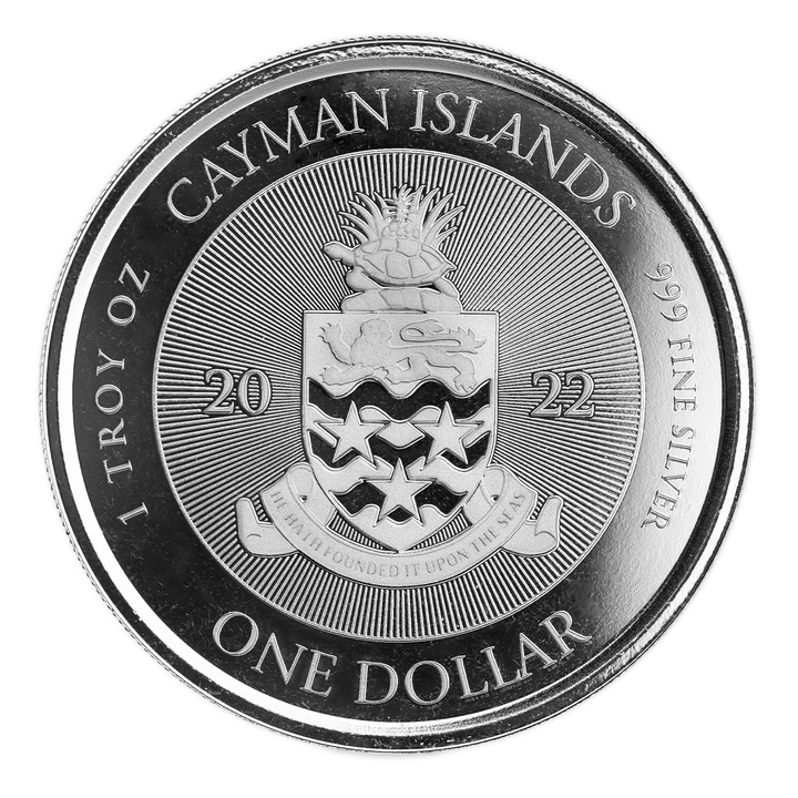 Islas Caimán: Jubileo de Platino de la Reina 1 oz Plata 2022 Prooflike