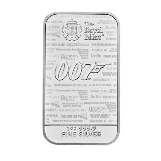 1 oncia Lingotto d'argento 007 James Bond