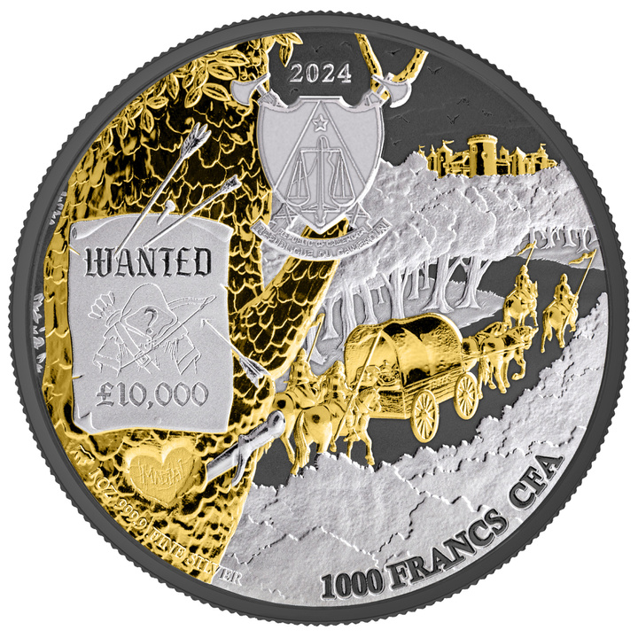 Kamerun: Robin of the Hood vergoldet 1 Unze Silber 2024 Multimetal Edition