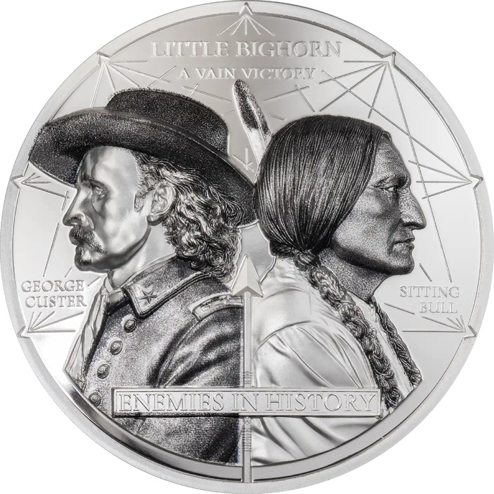 Silbermünze Enemies in History – Custer vs. Sitting Bull 2 Unzen Silber 2026 Proof
