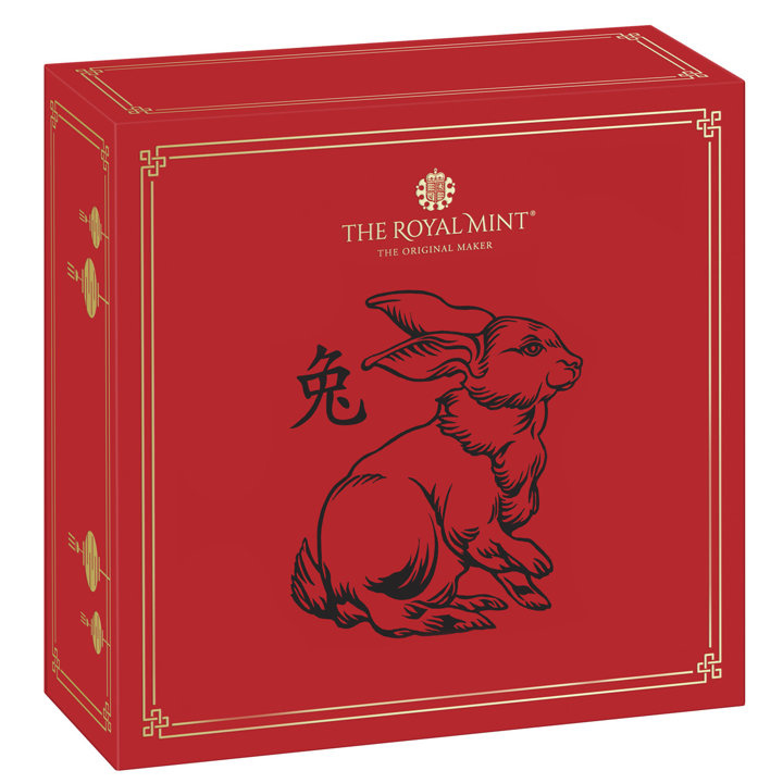 Royal Mint Lunar: Anno del Coniglio 5 once d'oro 2023 Proof