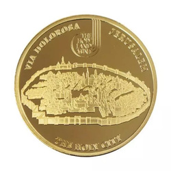 Set 14 monede Via Dolorosa colorată aurită Bronz 2016 Prooflike