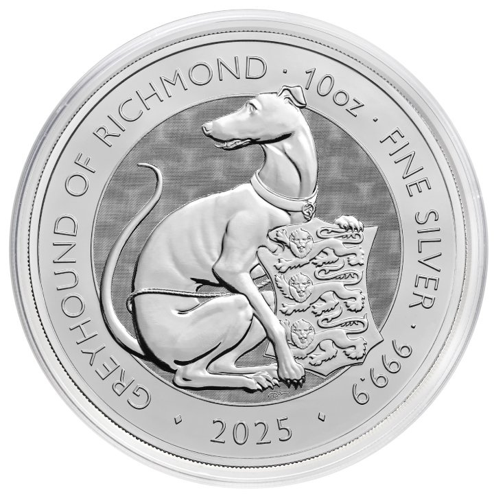 The Royal Tudor Beasts: The Greyhound of Richmond 10 oz Stříbra 2025