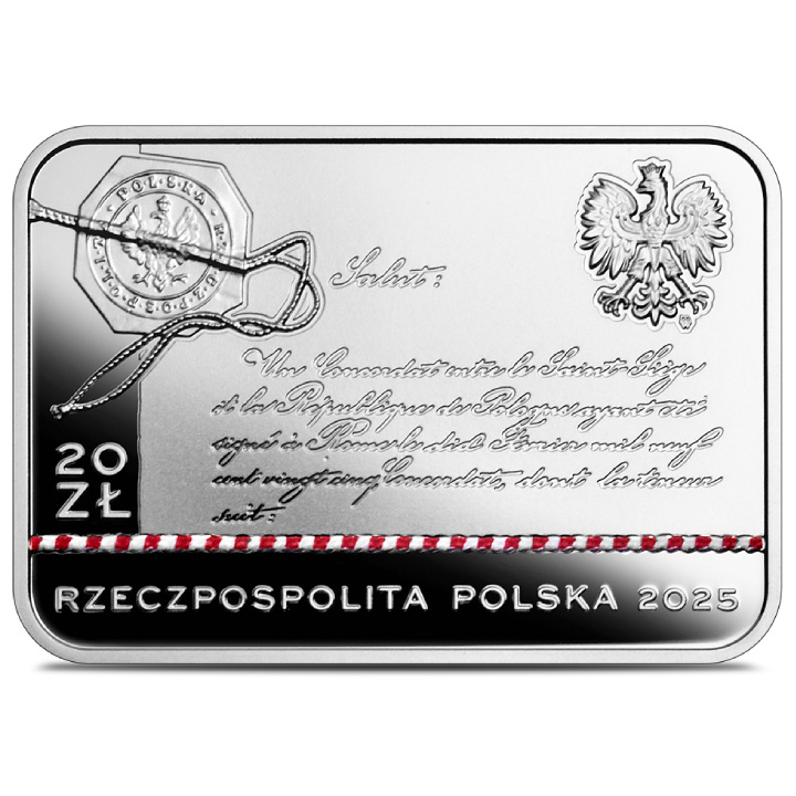 100. Jahrestag des Konkordats zwischen dem Heiligen Stuhl und der Republik Polen 20 zl Silber 2025 Proof