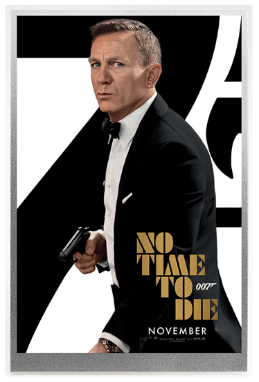 Filmový plakát: 007 James Bond – Nie czas umierać 5 gramů stříbra 2020 (stříbrná fólie)