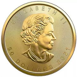 Hoja de Arce Canadiense 1 oz Oro 2021