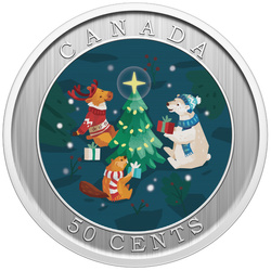 Canada: Trimming the Holiday Tree coloured 50 cents 2024 Specimen Lenticular Coin