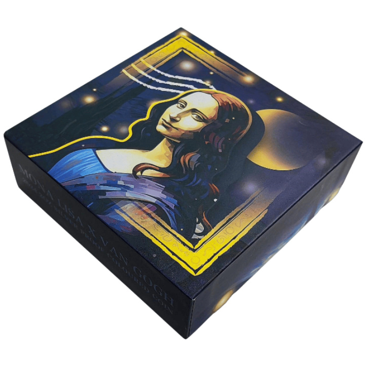 Fiji: Mona Lisa x Van Gogh kolorowany 2 uncje Srebra 2024 Proof