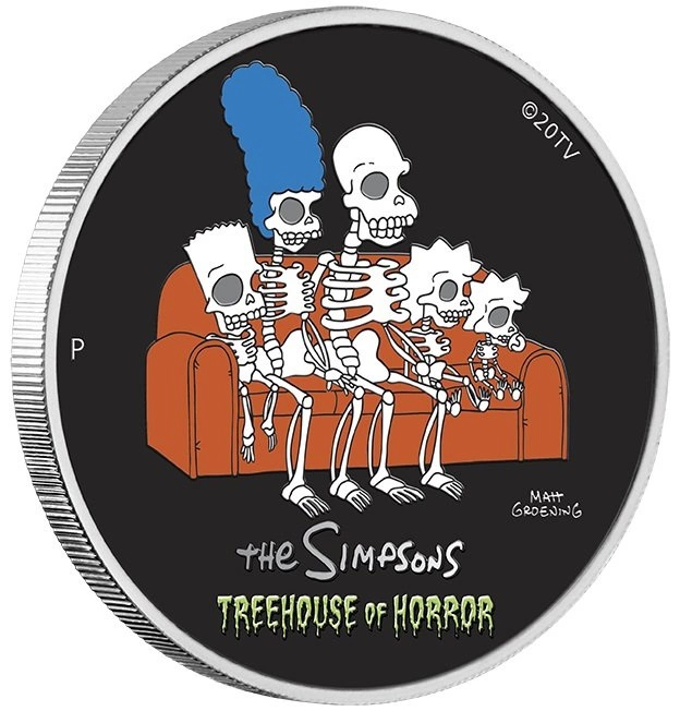 Tuvalu : The Simpson - Treehouse Of Horror coloré 1 once d'argent 2022