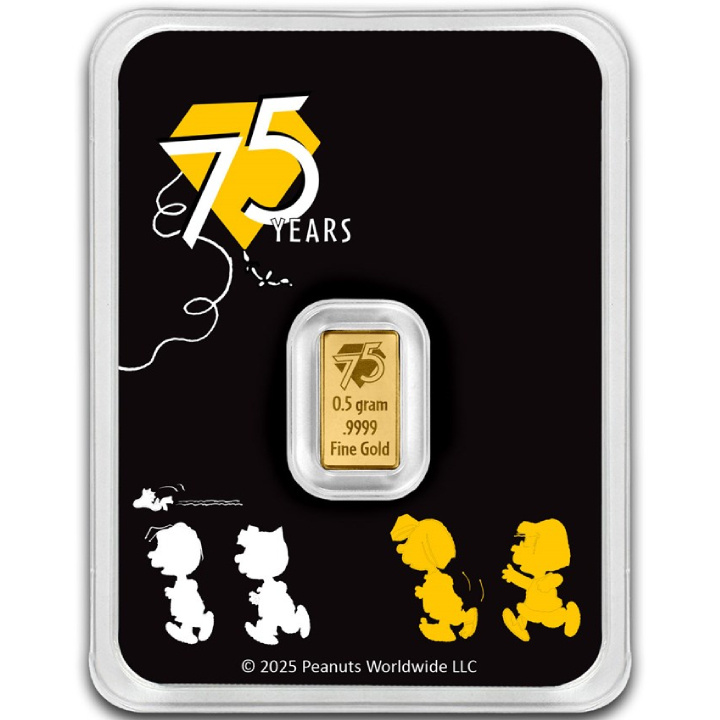 Lingote Peanuts: Snoopy 75º Aniversario 0,5 gramos Oro 2025