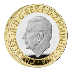 Monedă din argint HMS Beagle 2 lire aurită 2026 Proof Piedfort