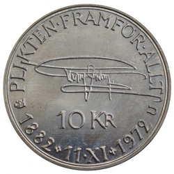 Sweden, 90th Birthday of Gustav VI Adolf 10 Kronor 1972