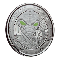 Ghana: Alien colorato 1 oncia d'argento 2022 Black Rhodium Proof