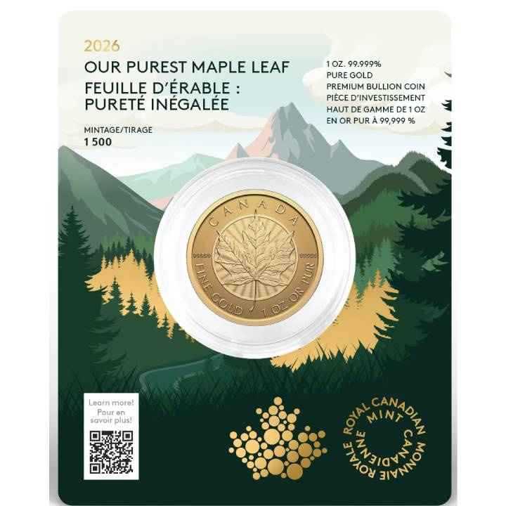 Canadá: Our Purest Maple Leaf – Hoja de Arce de Oro Puro 1 onza 2026