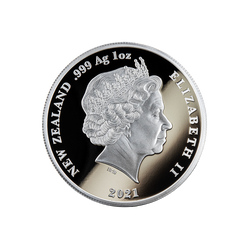 Discover New Zealand: Aoraki Góra Cooka kolorowana 1 uncja Srebra 2021 Proof