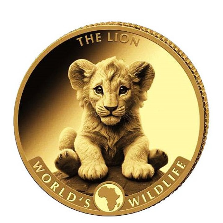 Congo – Colección World’s Wildlife: El Cachorro de León, Moneda de Oro 0,5 g 2025 Proof