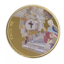 Set 14 monede Via Dolorosa colorată aurită Bronz 2016 Prooflike