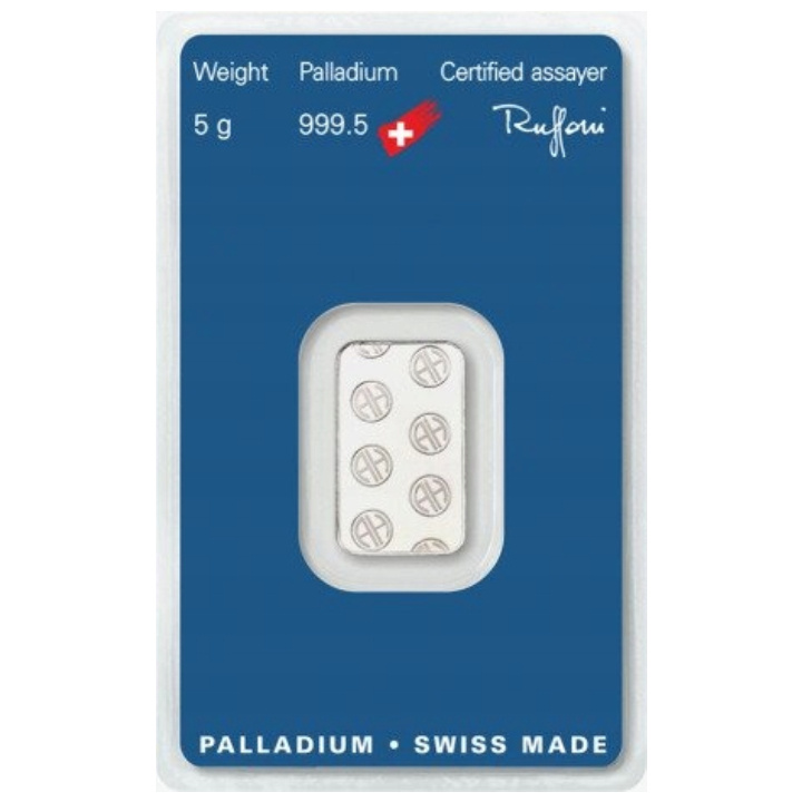Lingote de Paladio Argor-Heraeus de 5 gramos