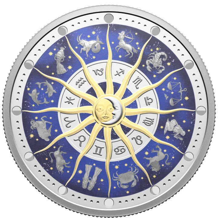 Canada: Segni zodiacali colorato 2 once d'argento 2025 Proof