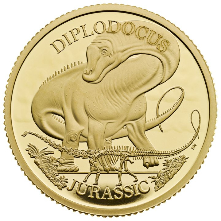 Dinosauri: Esemplari iconici - Diplodocus 1/4 oncia d'oro 2024 Proof