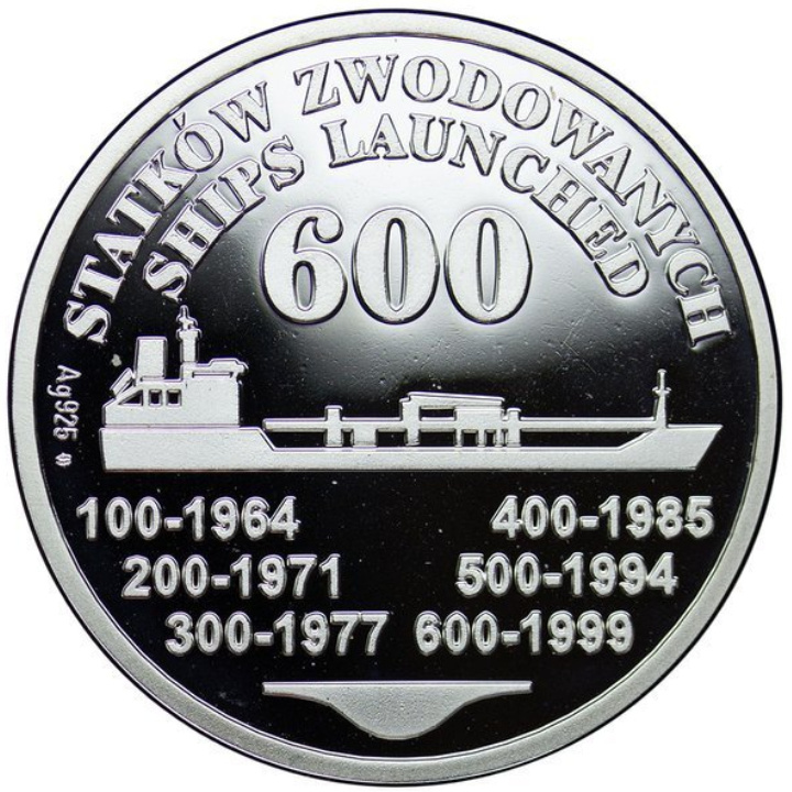 Médaille Stocznia Szczecińska - 600 navires mis à l'eau Argent 1999 Proof
