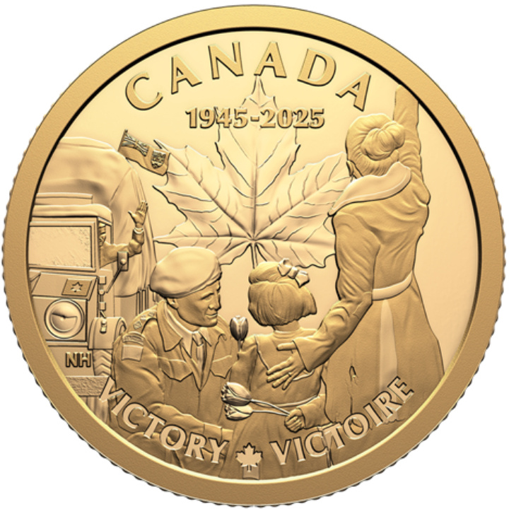 Kanada: 80ᵗʰ Jahrestag des Endes des Zweiten Weltkriegs in Europa 1/4 oz Gold 2025 Proof