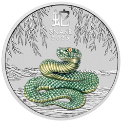 Perth Mint: Lunar III - Rok Węża kolorowany 1 uncja Srebra 2025 (Melbourne Money Expo Anda Special)