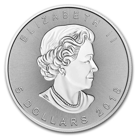 Feuille d'érable canadienne 1 once d'argent 2018 (Incuse)