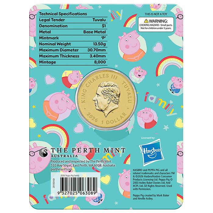 Monnaie en bronze d'aluminium The Perth Mint : Peppa Pig - Family 13,5 g 2026